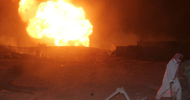 انفجار بئر نفطى للمحطة  10  بالواحات الليبية 